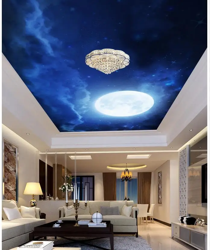 

The moon in the night sky ceiling Mural 3d wallpaper 3d wall papers for tv backdrop ceilings Home Decoration