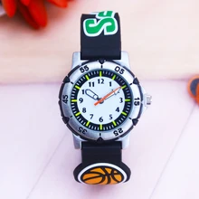 Мужские Детские Кварцевые часы для мальчиков модные спортивные силиконовые 3D Мультяшные футбольные баскетбольные детские подарки на день рождения водонепроницаемые часы