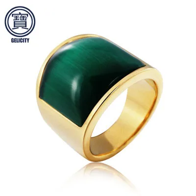 Мужское кольцо из нержавеющей стали Золотое с серым зеленым синим белым красным