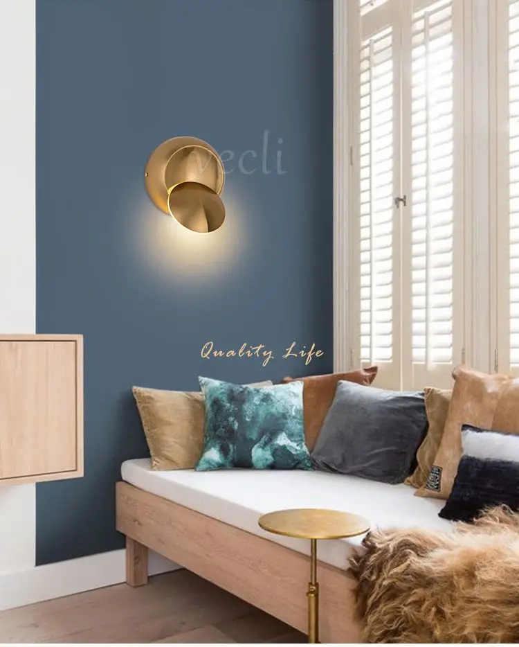 Lâmpada de Parede Conduziu a Arandela Ouro Criativo Redondo Rotatable Cabeceira Lâmpada Parede Ac90-260v Moderno Quarto Sala Estar Corredor Interior 5 w Led 9 moderno quarto sala estar corredor interior conduziu a arandela
