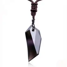 Натуральный лед обсидиан кулон ожерелье волчий зуб для женщин и мужчин свитер ожерелье с веревкой Кристалл ювелирные изделия