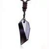 Natural Ice Obsidian Wolf Tooth Pendant Necklace For Women And Men Sweater Necklace With Rope Crystal Fashion Jewelry 1