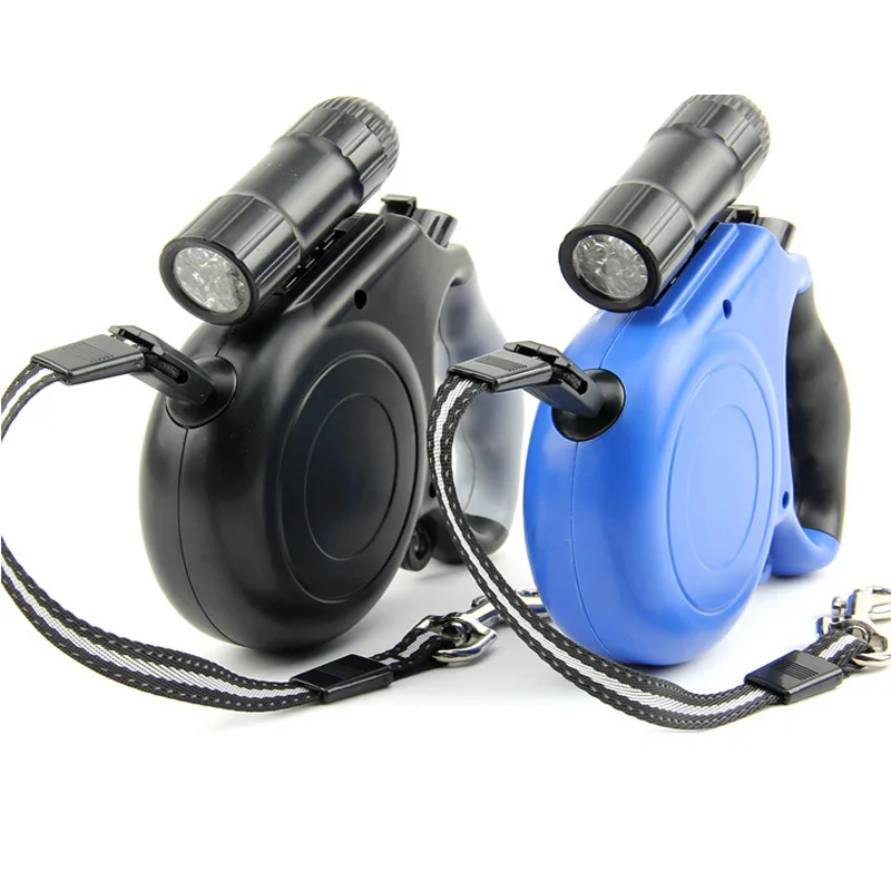 Retractable Dog Leash With LED Light, 9.84ft Extendable, Up To 66 Lbs - Anti-Slip Handle & Built-in Poop Bag Dispenser