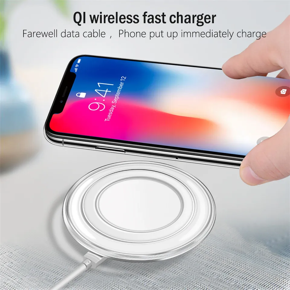 

5V2A Qi Wireless Charger For Samsung S8 S9 Plus S7 Note 8 Wireless Charge For iPhone X 8 8 Plus Ultra-light Mobile Charging Pad