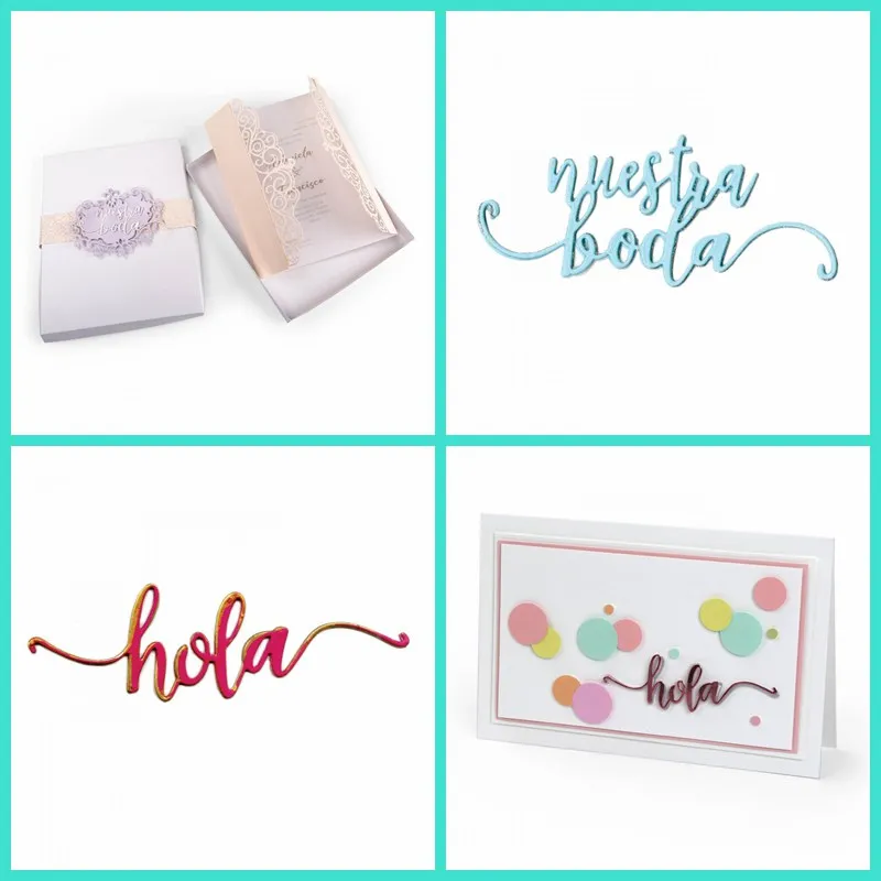 

Nuestra Boda (Our Wedding)& Hola (Hello) Metal Cutting Dies Stencil For DIY Scrapbooking Decor Spanish Words Embossing Handcraft
