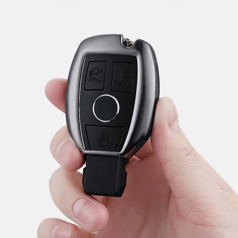 

Aluminum alloy Car Key Bag Case Cover Key Holder Chain For Mercedes Benz W203 W210 W211 W124 W202 W204 W205 AMG Accessories