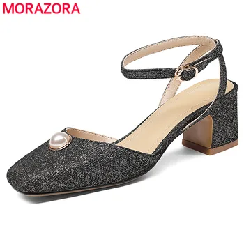 

MORAZORA Size 34-43 HOT 018 New summer high quality square toe fashion ladies shoes high heel women sandals black yellow red
