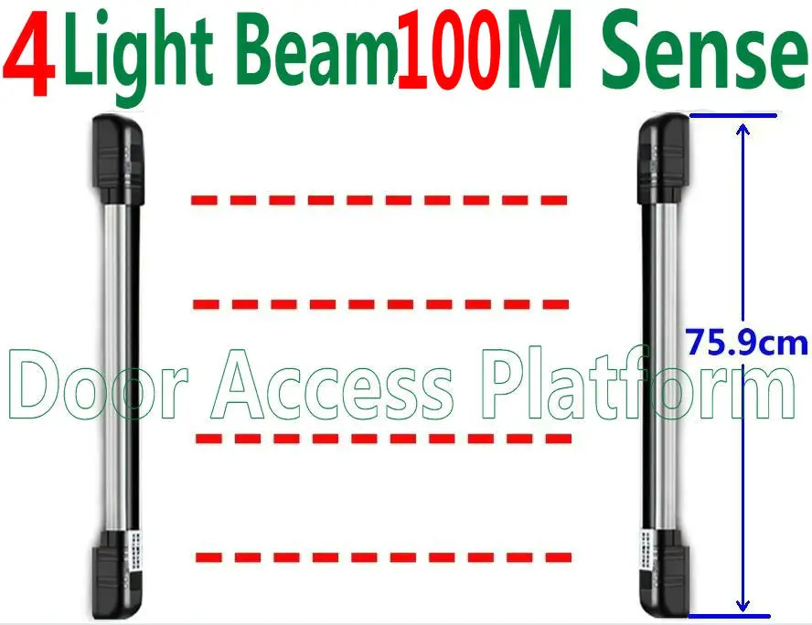 

4 IR Light Beams+100 Meter Sensing Distance Factory Guard Burglar alarm Fence Sensor Gate Alarm Infrared Car photocell security