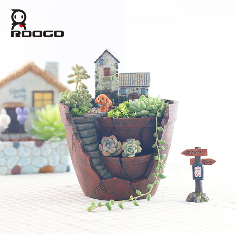 

Fashion cartoon plant pot resin mini garden flower pot hanging garden