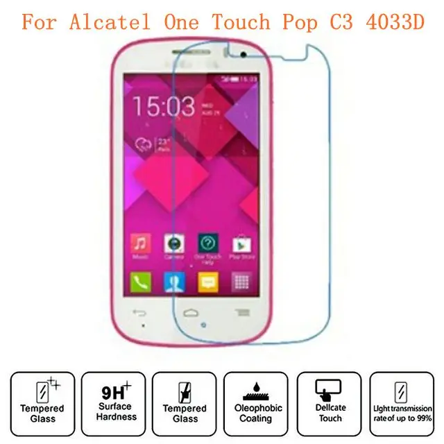 2.5D Закаленное стекло для Alcatel One Touch Pop C3 Высококачественная защитная пленка