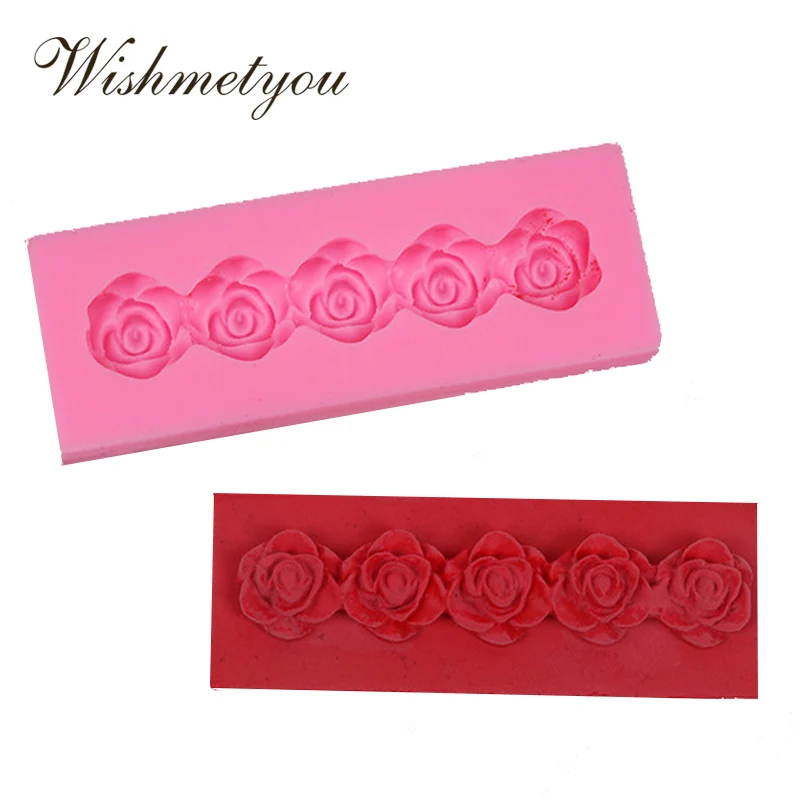 

WISHMETYOU NEW Silicone Soap Mold 5 Rose Flower Series Cake Mold Sugar Craft Cake Decoration Tools Handmade Wedding Decoration