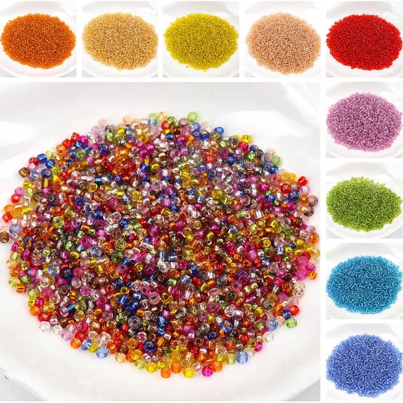 

19 colors 2mm 1000pcs 3mm 500pcs Silver Lined Crystal Czech Seed Glass Spacer beads For Jewelry Handmade DIY Free shipping