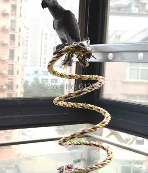 

Free shipping heavy cotton ROPE COIL PERCH SWING Squirrel Parrot bird Toys for large parrots 2meters