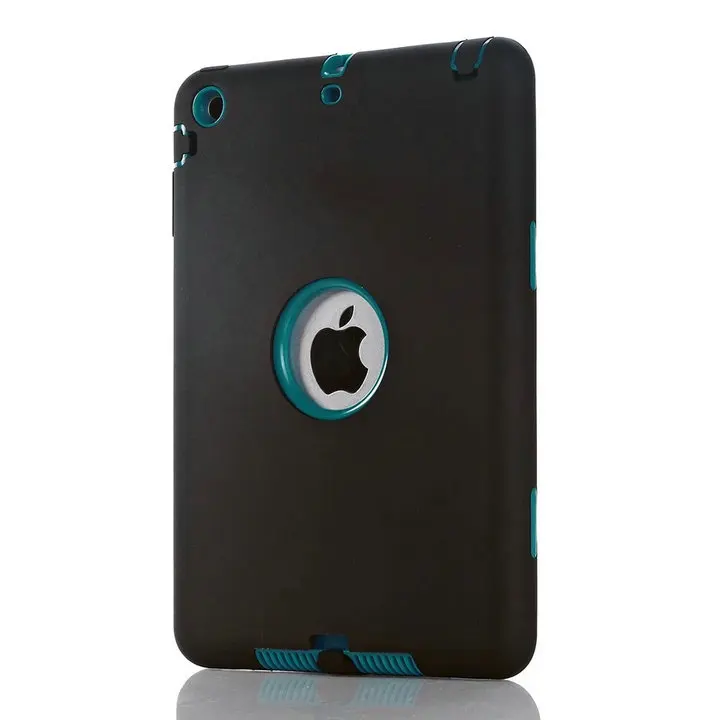 Для iPad mini 1/2/3 retina детей безопасное вспомогательное устройство для бронированный противоударный чехол Heavy Duty Силиконовый Футляр чехол Обложка Экран защитная пленка+ стилус - Цвет: Black and Blue