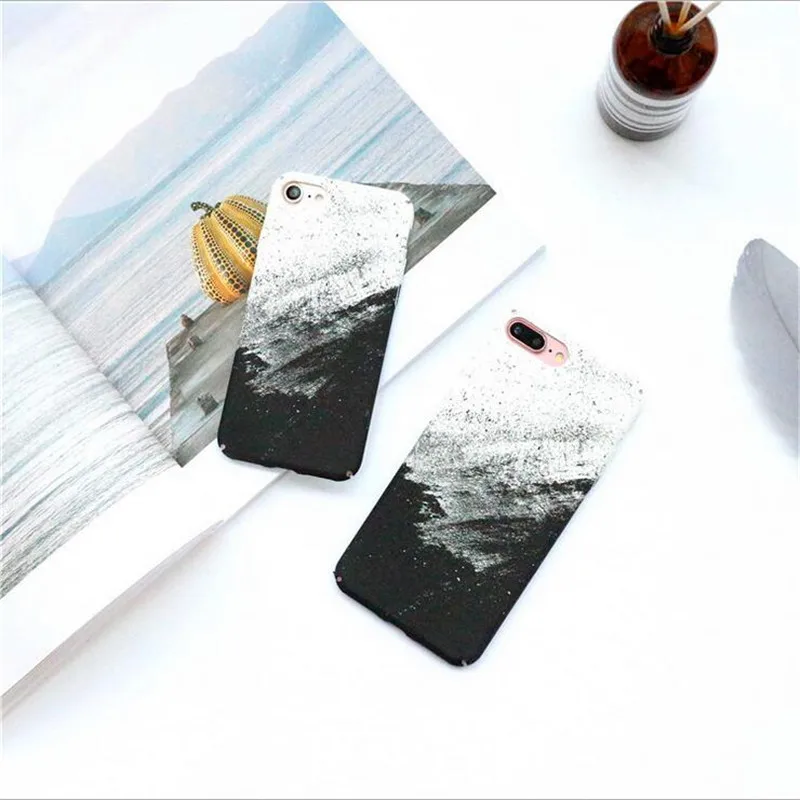 

Black and white rendering for iPhone7case 6sPlus/7/8/X hard shell personalized art wind painting mobile phone case