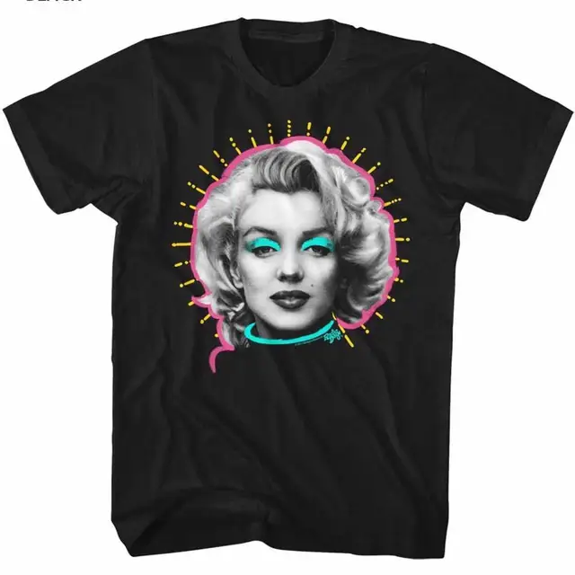 Plain T Shirts Comfort Soft O Neck Marilyn Monroe Painted On Licensed Short Sleeve Mens Shirt-in