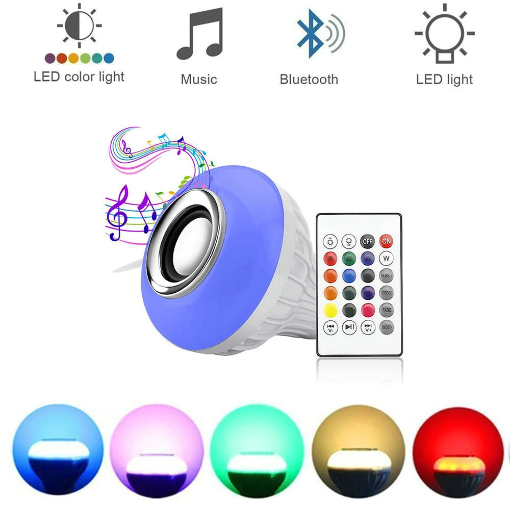 

HANGRUI E27 Bluetooth Speaker + RGB Bulb LED Lamp 110V 220V Smart Led Light Music Player Wireless Loudspeaker Remote Control