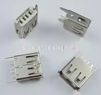 

50 Pcs USB Type-A Female 4 Pin DIP Socket Connector 13.7