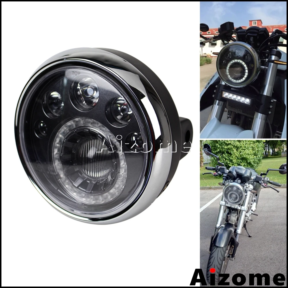 Universal Motorcycle LED Headlight For Harley Softail Dyna Chopper Cafe