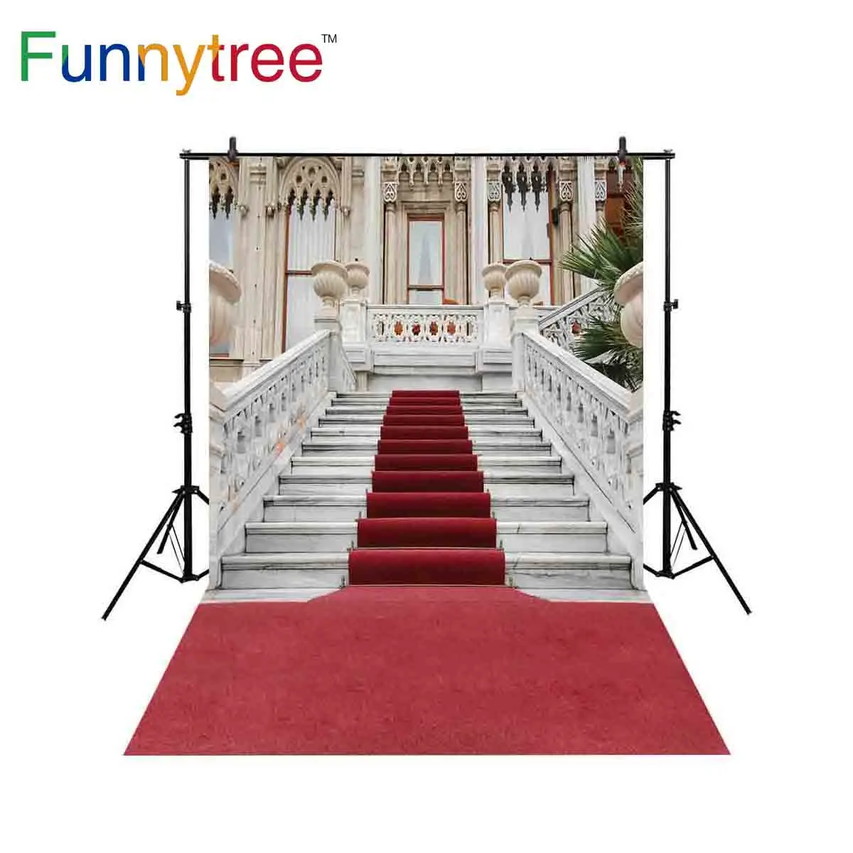 Funnytree background for photo studio palace stairs red carpet luxury architecture photography backdrop photocall photobooth