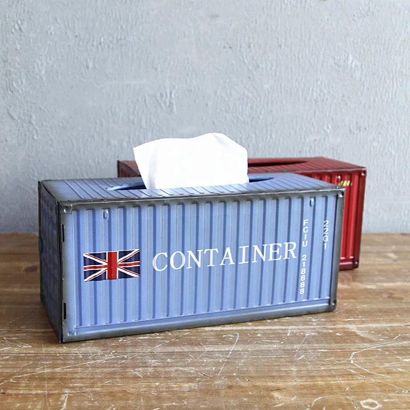 

Creative Retro Metal Container Tissue Box Vintage Industrial Style Paper Storage Holder Napkin Case Desktop Decoration