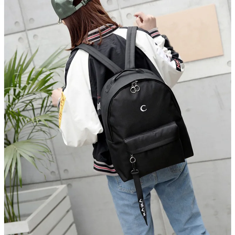 Moon Wood Men's Black Backpack Embroidery Moon Cross Backpack School Bags For Teenagers Girls Boys Students Travel Bag