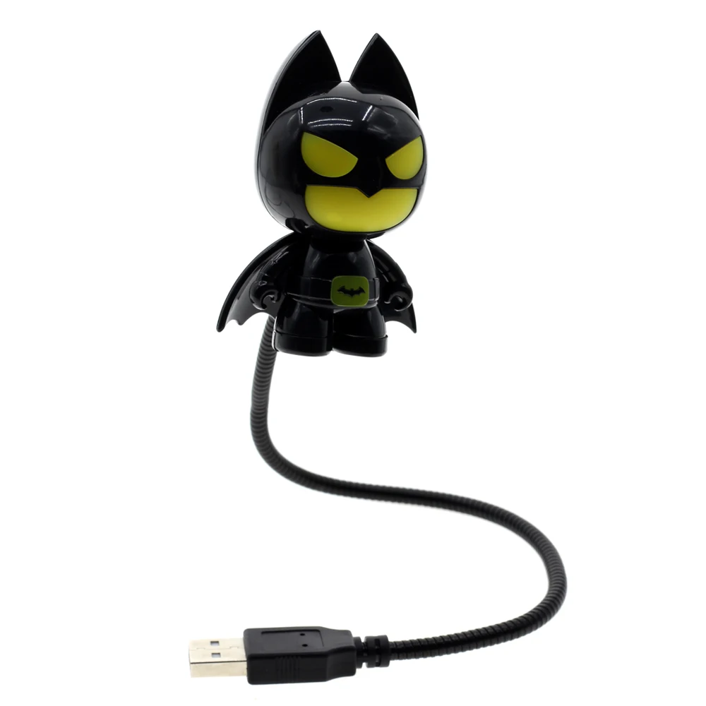 USB Ночной светильник мультфильм DC 5V Темный рыцарь Бэтмен/космонавта/Ева Белый/ЕВА желтый Тетрадь Питание гибкий подвесной светильник