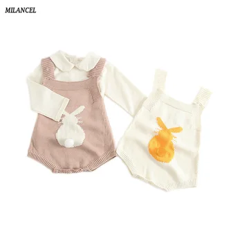 

MILANCEL Spring Baby Rabbit Rompers Infant Sweet Knitted Overalls Bunny Baby Jumpsuit Toddler Baby Girls Boys Clothing