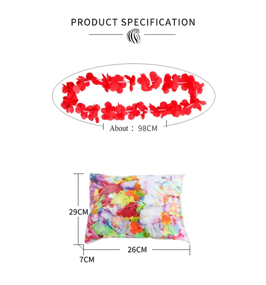 50/100 шт. Гавайский цветок леев гирлянды искусственные ожерелье Луо вечерние припасы: цветы Лейс пляжного отдыха венок DIY подарок украшения