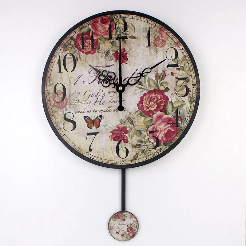 Swing Pendulum vintage wall clock absolutely silent home decoration