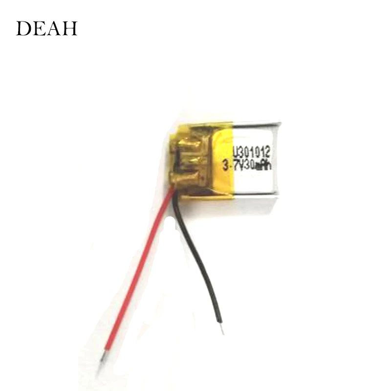 

3.7V 30mAh 301012 lithium polymer lipo rechargeable battery for GPS MP3 MP4 PAD DVD DIY bluetooth headphone speaker phone