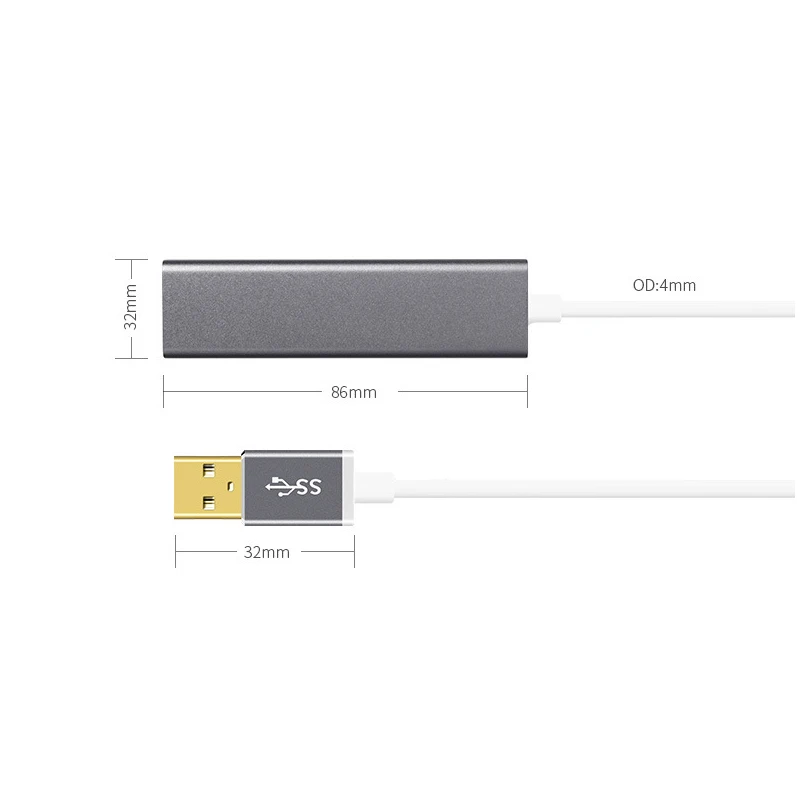 USB к USB3.0* 4 адаптер конвертер Концентратор Серый космос Алюминий для ноутбука проектор для Macbook HDTV HD 4K