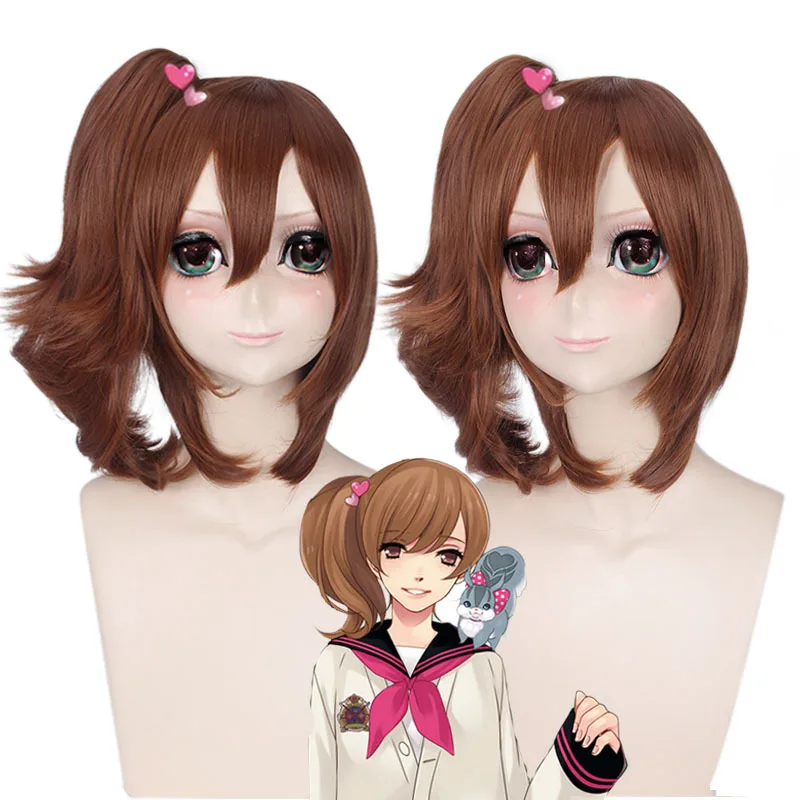 

Female's Brothers Conflict Ema Asahina Hinata Brown Synthetic Long Hair Cosplay Wigs Clip on Ponytail Heat Resistance