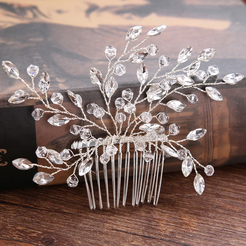 Hair combs crystal beads hair accessories hairpin handmade wire catwalk
