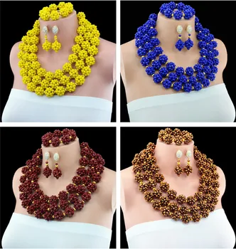

Handmade Skeleton Ball Jewelry set Crystal beads necklace earring bracelet nigerian costume Beaded jewelry set 6MM Bead