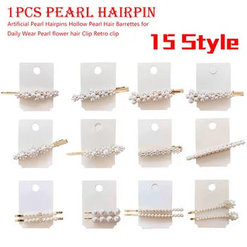 

Artificial Pearl Hairpins Hollow Pearl Hair Barrettes for Daily Wear Pearl flower hair Clip Retro clip Pearl Vintage Hair Access