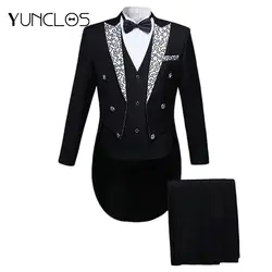 YUNCLOS 2019 новый дизайн для мужчин Slim Fit платье костюм Мода Свадебная вечеринка костюмы 5 шт. Пром костюмы с галстуком бабочкой для