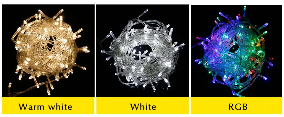 100 светодиодов RGB Рождественская гирлянда 10 метров Водонепроницаемая Рождественская гирлянда сказочные огни для свадьбы Праздничная декорация внутри снаружи