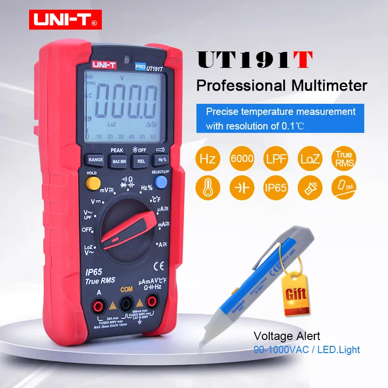 

TRMS Professional Multimeter UNI-T UT191T DC AC voltmeter Ammeter ohmmeter Capacitance Frequency Temperature Duty cycle Tester