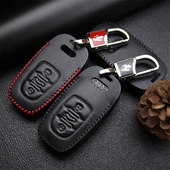 

Car Keychain Keyrings Key Bags Covers Case For Audi Q3 Q5 Sline A3 A5 A6 C5 A4 B6 B7 B8 TT 80 S6 C6 Protect Shell Car Styling