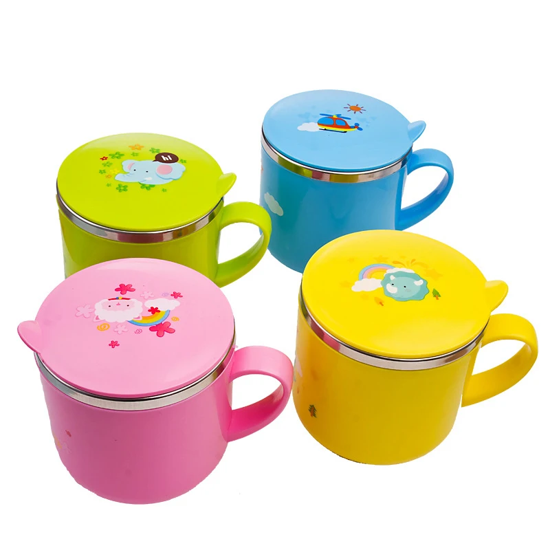 

Cartoon Baby Cup Kettle Children Learn Feeding Drinking Water Bottle With Handle Cartoon 300ML Cover Kids Training Cups