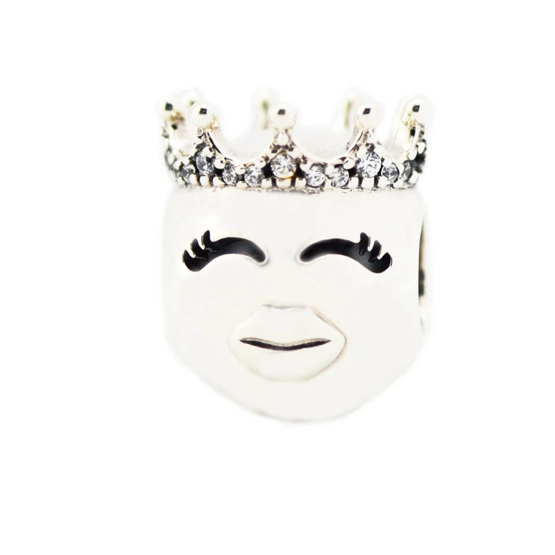

Pandulaso Crystal Crown Princess Charm Beads Fit Women Fashion Silver 925 Bracelets Spring DIY Smile Beads for Jewelry Making