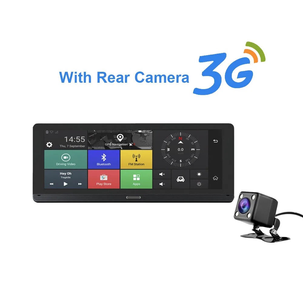 HGDO 8 дюймов 4G Автомобильный gps навигатор DVR Android FHD 1080P видео рекордер Dash Cam Bluetooth WiFi камера ADAS управление приложением - Название цвета: 3G With Rear Cam
