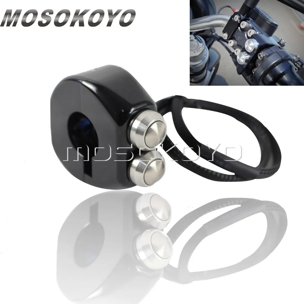 2 x CNC Motorcycle Cafe Race Handlebar 22mm Self Latching Switch 3 Reset Buttons
