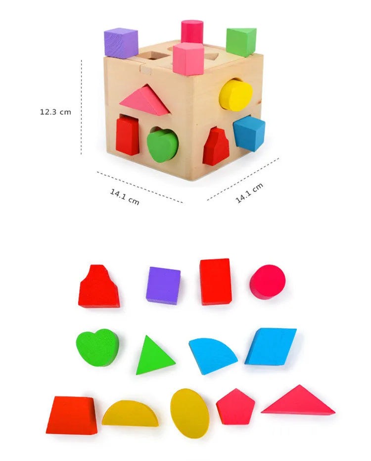 Детские игрушки 13 массивной Формы s сортировка по форме куб обучающий деревянный геометрический строительные блоки прочная деревянная конструкция детский подарок