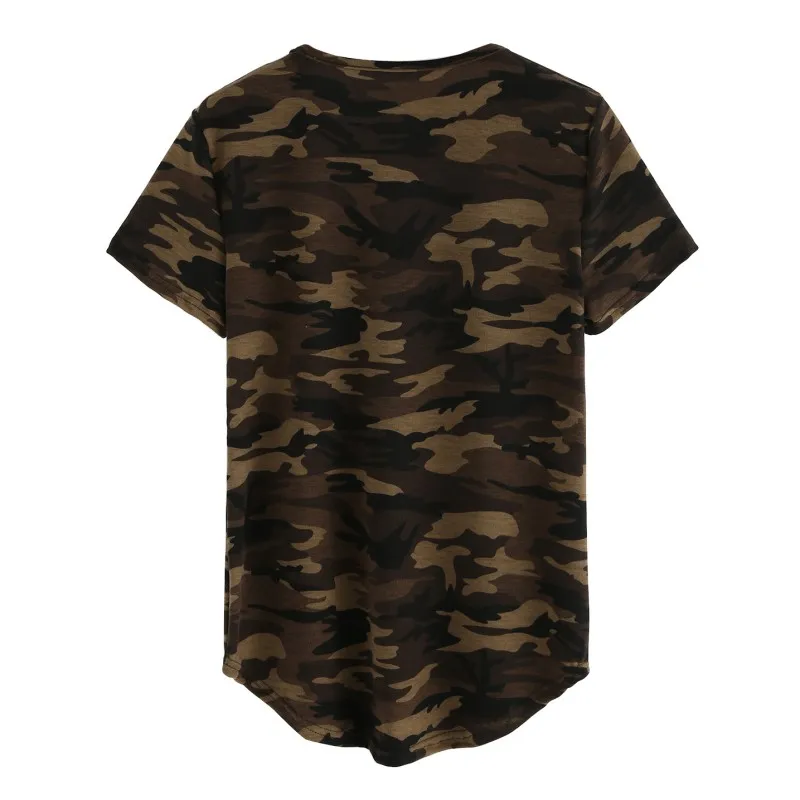 Летняя модная женская Свободная с коротким рукавом с v-образным вырезом, камуфляжная Военная футболка, Женская Повседневная хлопковая футболка для активного отдыха