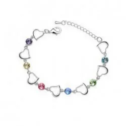 

2017 New Fashion Crystal Rhinestone Hollow Out Heart Chian Bracelets Quality multicolor Bangles Gift For the Gril E03 7Colors