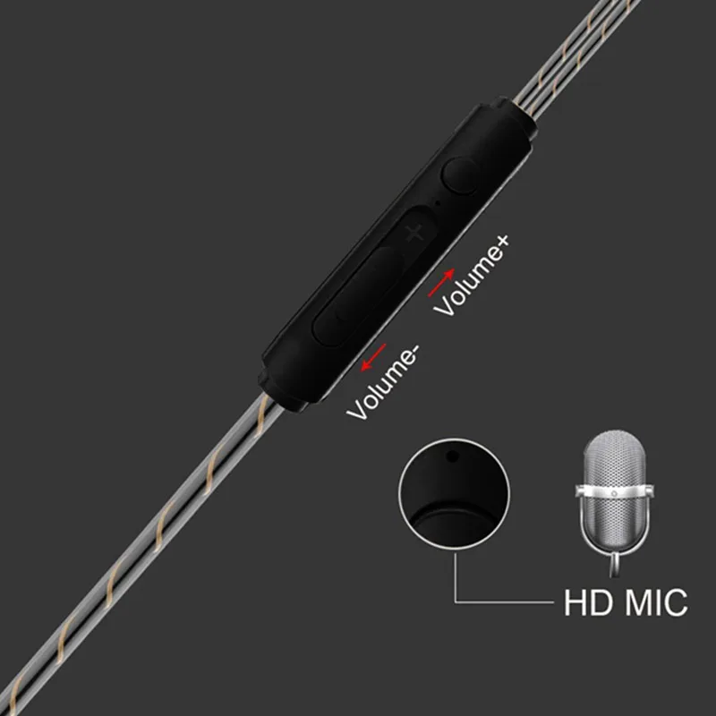 3,5 мм HiFi проводные наушники двойной динамический четырехъядерный Динамик Наушники-вкладыши гибкий кабель Анти-обертывание с HD микрофоном(золото