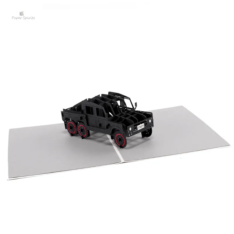  PAPER SPIRITZ laser 3D SUV car pop up paper card with envelope blank invitations greeting cards gif - 32888121107