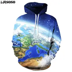 Liasoso 3D принтом Красивая Земля Для мужчин Для женщин Повседневное свитер с капюшоном модная Толстовка в стиле хип-хоп Вселенная Галактика